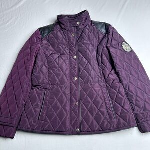 Ralph Lauren Classic Women's Quilted Purple Jacket with Black Accents